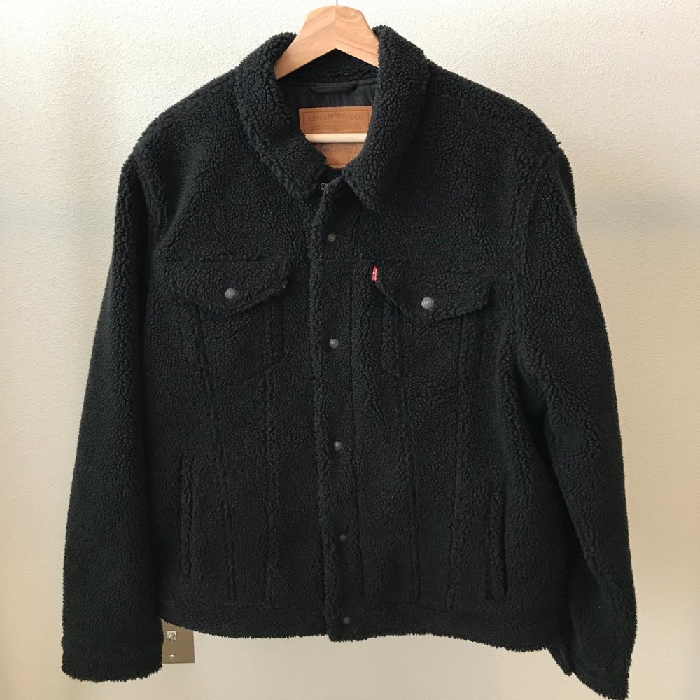 Levi's Sherpa Trucker Jacket Black (Large)